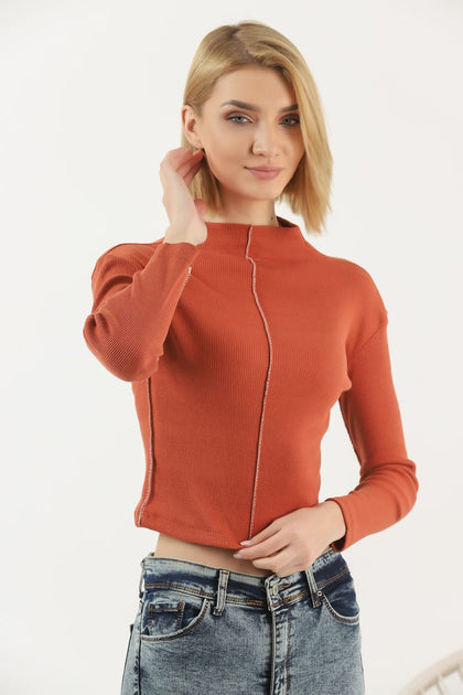 Women's Contrast Stitch Knit Detail Top - WST264