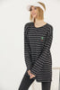 Women's Oversized Striped Embroidered Detail Cotton T-Shirt MEPST492