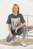 Women's Oversized Printed Detail Cotton T-Shirt MEPST489