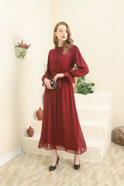 Women's Chiffon Overlay Premium Tailored Maxi Dress - MWMSD154