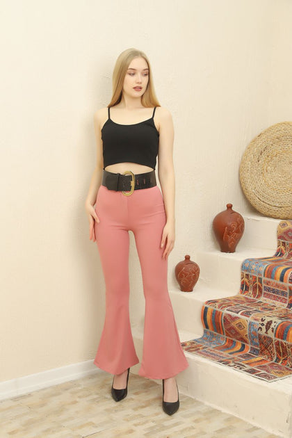 Womens Flared Button Waist Pants - MEFP12