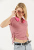 Women's Textured Detail Tie Up T-Shirt MEPST503