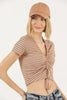 Women's Textured Detail Tie Up T-Shirt MEPST507