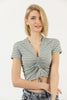 Women's Textured Detail Tie Up T-Shirt MEPST510