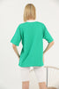 Women's Oversized Contrast Collar Printed Detail Cotton T-Shirt MEPST523