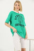 Women's Oversized Contrast Collar Printed Detail Cotton T-Shirt MEPST523