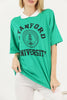 Women's Oversized Contrast Collar Printed Detail Cotton T-Shirt MEPST523