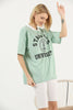 Women's Oversized Contrast Collar Printed Detail Cotton T-Shirt MEPST522