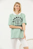 Women's Oversized Contrast Collar Printed Detail Cotton T-Shirt MEPST522