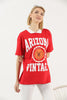 Women's Oversized Contrast Collar Printed Detail Cotton T-Shirt MEPST526