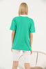 Women's Oversized Contrast Collar Printed Detail Cotton T-Shirt MEPST540