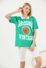 Women's Oversized Contrast Collar Printed Detail Cotton T-Shirt MEPST540