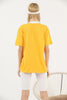 Women's Oversized Contrast Collar Printed Detail Cotton T-Shirt MEPST541