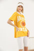 Women's Oversized Contrast Collar Printed Detail Cotton T-Shirt MEPST541
