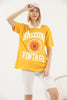 Women's Oversized Contrast Collar Printed Detail Cotton T-Shirt MEPST541