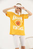 Women's Oversized Contrast Collar Printed Detail Cotton T-Shirt MEPST541