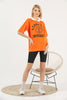 Women's Oversized Contrast Collar Printed Detail Cotton T-Shirt MEPST530