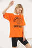 Women's Oversized Contrast Collar Printed Detail Cotton T-Shirt MEPST530