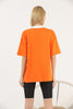 Women's Oversized Contrast Collar Printed Detail Cotton T-Shirt MEPST530