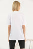 Women's Oversized Contrast Collar Printed Detail Cotton T-Shirt MEPST529