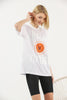 Women's Oversized Contrast Collar Printed Detail Cotton T-Shirt MEPST529