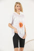 Women's Oversized Contrast Collar Printed Detail Cotton T-Shirt MEPST529