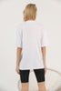 Women's Oversized Contrast Collar Printed Detail Cotton T-Shirt MEPST534