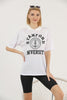 Women's Oversized Contrast Collar Printed Detail Cotton T-Shirt MEPST534