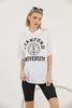 Women's Oversized Contrast Collar Printed Detail Cotton T-Shirt MEPST534