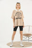 Women's Oversized Contrast Collar Printed Detail Cotton T-Shirt MEPST535