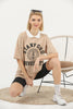 Women's Oversized Contrast Collar Printed Detail Cotton T-Shirt MEPST535