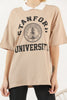 Women's Oversized Contrast Collar Printed Detail Cotton T-Shirt MEPST535