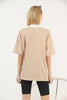 Women's Oversized Contrast Collar Printed Detail Cotton T-Shirt MEPST535