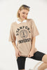 Women's Oversized Contrast Collar Printed Detail Cotton T-Shirt MEPST535