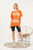 Women's Oversized Contrast Collar Printed Detail Cotton T-Shirt MEPST537