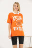 Women's Oversized Contrast Collar Printed Detail Cotton T-Shirt MEPST537