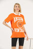 Women's Oversized Contrast Collar Printed Detail Cotton T-Shirt MEPST537