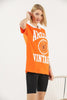 Women's Oversized Contrast Collar Printed Detail Cotton T-Shirt MEPST537