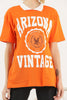 Women's Oversized Contrast Collar Printed Detail Cotton T-Shirt MEPST537