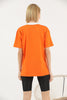 Women's Oversized Contrast Collar Printed Detail Cotton T-Shirt MEPST537