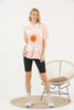 Women's Oversized Contrast Collar Printed Detail Cotton T-Shirt MEPST536