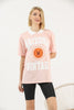 Women's Oversized Contrast Collar Printed Detail Cotton T-Shirt MEPST536