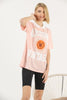 Women's Oversized Contrast Collar Printed Detail Cotton T-Shirt MEPST536