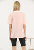 Women's Oversized Contrast Collar Printed Detail Cotton T-Shirt MEPST536