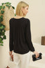 Women's V Neck Pleat Detail Top - WST291