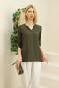 Women's Button Neck Pleat Detail Top - WST297