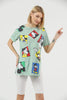 Women's Oversized Printed Detail Cotton T-Shirt MEPST546