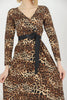 Women's Animal Print Printed Belted Maxi Dress - MWMSD160