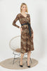 Women's Animal Print Printed Belted Maxi Dress - MWMSD160