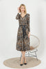 Women's Animal Print Printed Belted Maxi Dress - MWMSD163